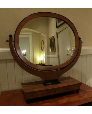 Mirror in cherry wood with drawer
