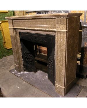chm432 beige marble fireplace, &#39;800 mis. 121 cm xh 105, prof. 38 cm floor