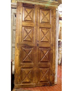 Pti442 Ancient door in walnut with 8 panels 105x 215 cm 700 times