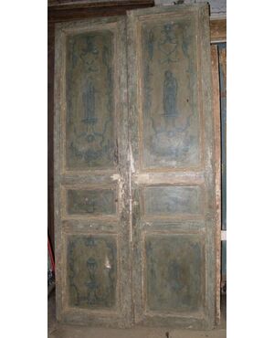 ptl326 two doors with lacquered figures, mis. 120 x 240 cm