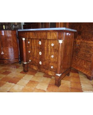 EMPIRE STYLE WALNUT VENEERED CHEST OF DRAWERS, 19TH CENTURY