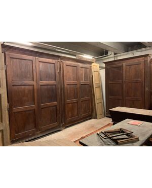ARM242 - N. 2 walnut wardrobes, from the 1700s, one measures cm L 370 x H 265, the other cm L 195 x H 265