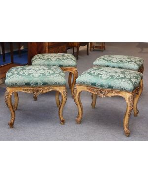 4 gilded and lacquered wooden benches from the 18th century