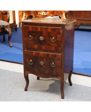 Walnut bedside table, Italian origin, 18th century.