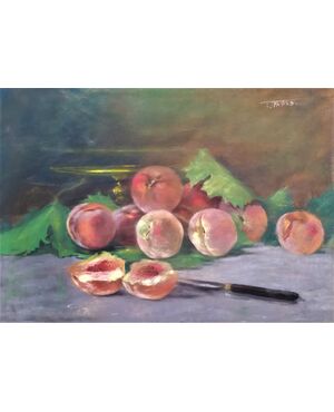 &quot;T. Fages&quot; - Pastel on &quot;Peaches&quot; paper - France early 20th century.     