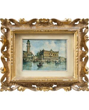 Giovanni Riva (Torino 1890 - Torino 1973) - Venezia, veduta del bacino di S. Marco con Palazzo Ducale.
