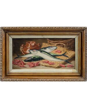 Charles Thomas Bale (British, 1845 - 1925) - Still life of fish and shrimp.