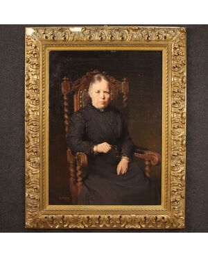 Belgian lady portrait painting dated 1920