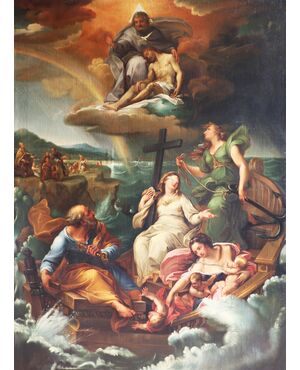 Giuseppe Bartolomeo Chiari copy from, Rome 1654 - Rome 1727; Saint Peter guides the ship of the Church, oil on canvas