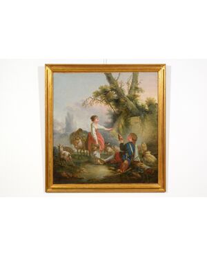 Pastoral scene, French painter, circle of Jean-Baptiste Huet (1745-1811), late 18th century.