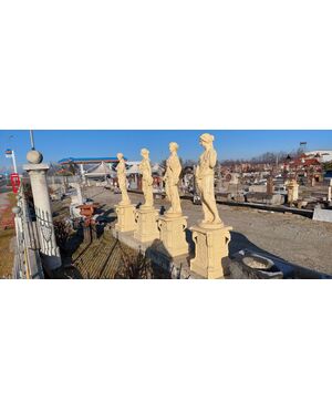 Cast iron Four Seasons statues with pedestal
