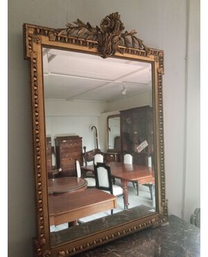 Late 19th century squared rectangular gilded wood mirror