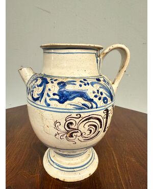 Antico versatoio in maiolica da farmacia XVIII sec Bassano, 22x18cm