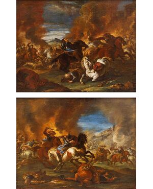 Pair of battle scenes