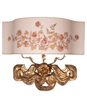 Wall lamp with antique gilded wooden frieze - O/6993 -