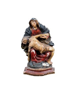 Scultura in legno intagliato e dipinto - Pietà - Italia, XVIII secolo.