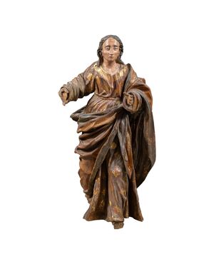 Carved and painted wooden sculpture - Figure of a saint - Italy, 17th-18th century.