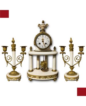 CLOCK AND CANDELABRA TRIPTYCH MID-19TH CENTURY