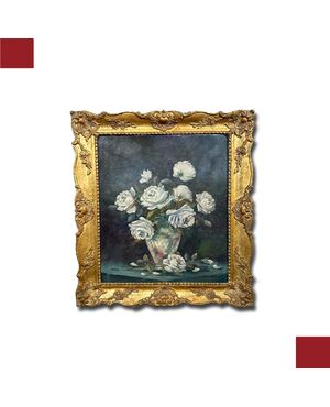 VASE OF FLOWERS OIL ON CANVAS 19TH CENTURY