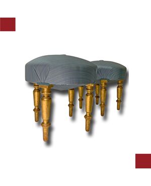 PAIR OF GILDED STOOLS SECOND HALF OF THE 19TH CENTURY