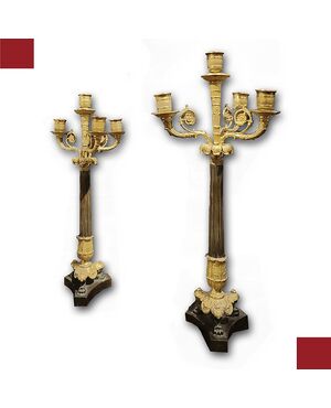 Pair of Charles X bronze candlesticks