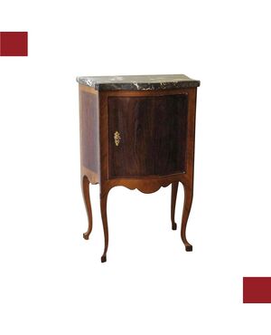 Bow-front bedside table with marble top, late 18th century