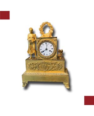 Neoclassical table clock with shepherd boy, 18th century