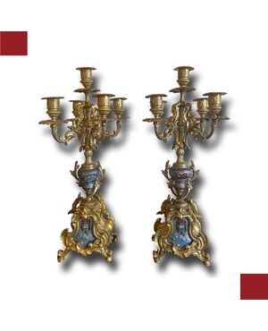 PAIR OF NINETEENTH CENTURY CANDELABRA WITH GLASSONNÉ INSERTS