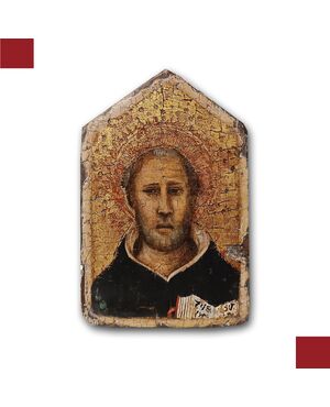 TAVOLETTA LIGNEA A FONDO ORO CON SAN TOMMASO D’AQUINO FINE XIV-INIZI XV SECOLO