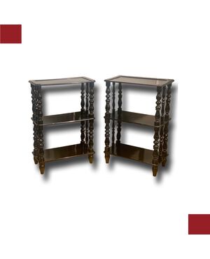 PAIR OF EBONIZED WOOD ÉTAGÈRES, 19TH CENTURY