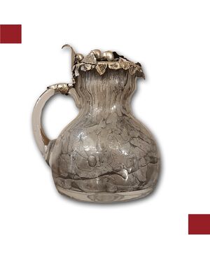LATE 19TH CENTURY GLASS AND SILVER JUG