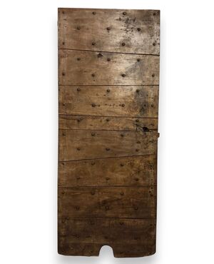 PTCR480 - Antique walnut door, studded, 18th century, dimensions cm W 75 x H 174