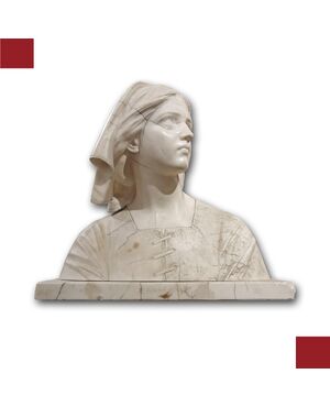 MARBLE BUST OF JOAN OF ARC, FIRST HALF OF THE 19TH CENTURY