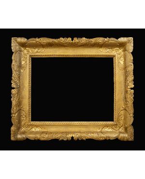 Antique Napoleonic Empire frame in gilded and carved wood. Early 19th century period.