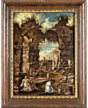 Capriccios with ruins and figures
