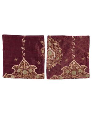 Pair of cushions with antique Indian saris - B/172/6 and 7