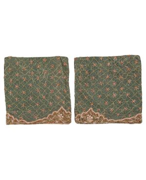 Pair of cushions with antique Indian saris - B/172/8-9.