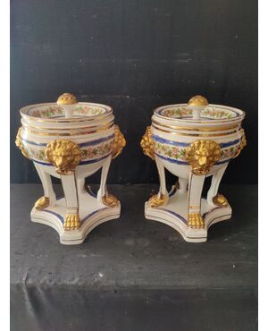 Bellissima coppia di gelaterie in ceramica di Bassano - H 30 cm