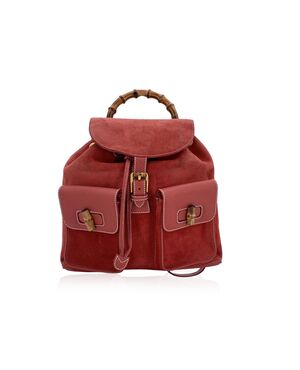 GUCCI Zaino Vintage in Camoscio Col. Rosso Bamboo M