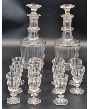 Cut crystal liqueur set, Bohemia or Russo-Bohemian area, 19th century