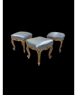 Three lacquered and gilded stools