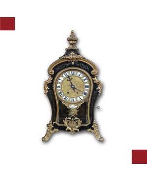 LOUIS XV STYLE CLOCK IN GILT BRONZE AND INLAYS, MID-19TH CENTURY