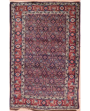 Afshar Persian carpet, "Mina Khani" pattern, bird border, ca. 1930–1950 — 208 × 140 cm