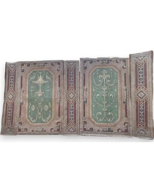 DARB244 - Antique boiserie painted on canvas, 18th century, maximum dimensions cm W 486 x H 260