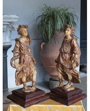 Coppia di angeli policromi, Toscana, '500