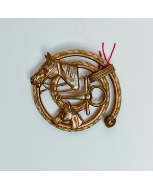 Spilla in bronzo con cavallo e due agganci per stivali - G/330 -