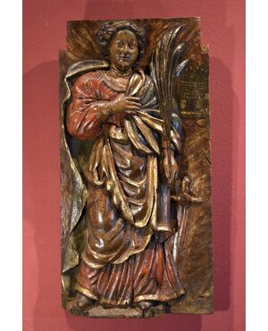 Altorilievo ligneo ‘Santa Barbara’, Francia XVI/XVII secolo