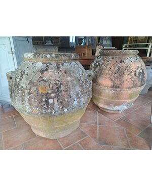 Pair of large terracotta Impruneta jars