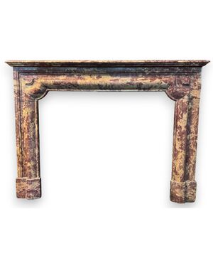 CHM898 - Elegant antique polychrome marble fireplace, 19th century, dimensions cm W 150 x H 110 x D 41