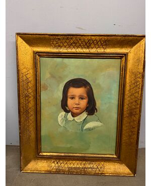 Dipinto olio su tela XX sec bambina C. Moraldi 70x60cm